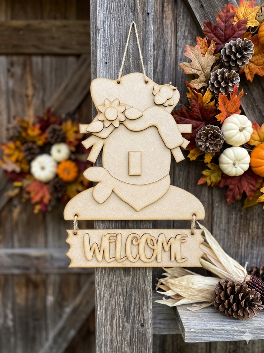 (Item#55) “Welcome” Scarecrow Hanger - DIY Craft Kit