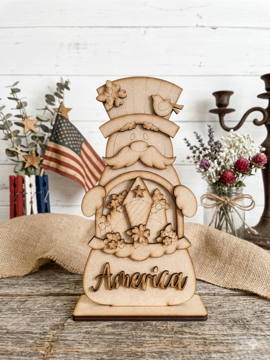 (Item#58) Patriotic Celebration Scene Uncle Sam - Stand Alone DIY Craft Kit