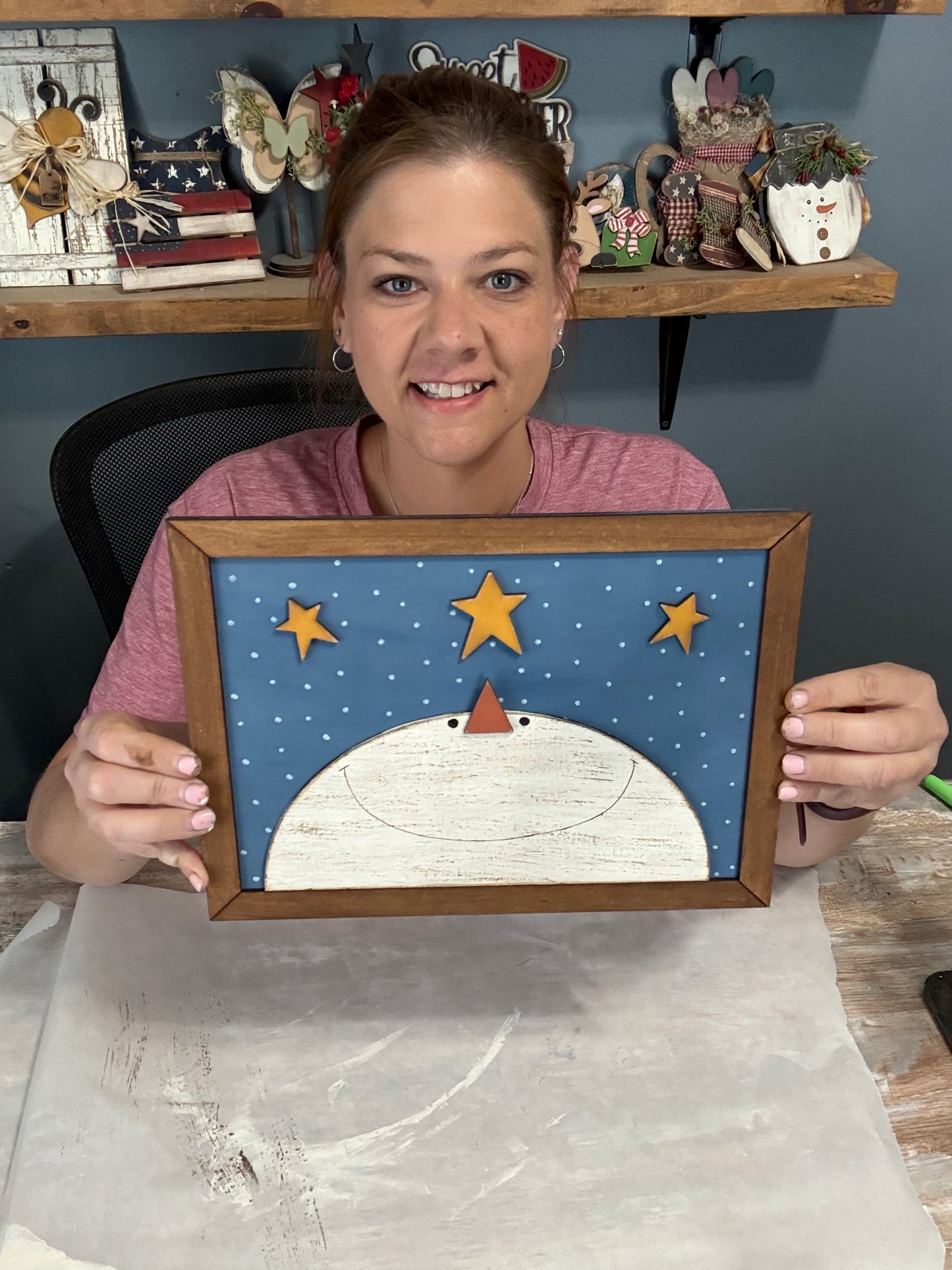 (Item#074) Snowman Sky in Frame Leaner - DIY Craft Kit