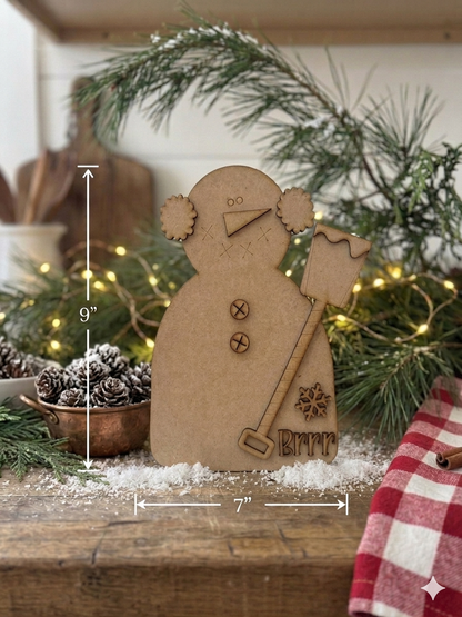 (Item#078) “Brrr” Snowman w/ Shovel Leaner - DIY Craft Kit