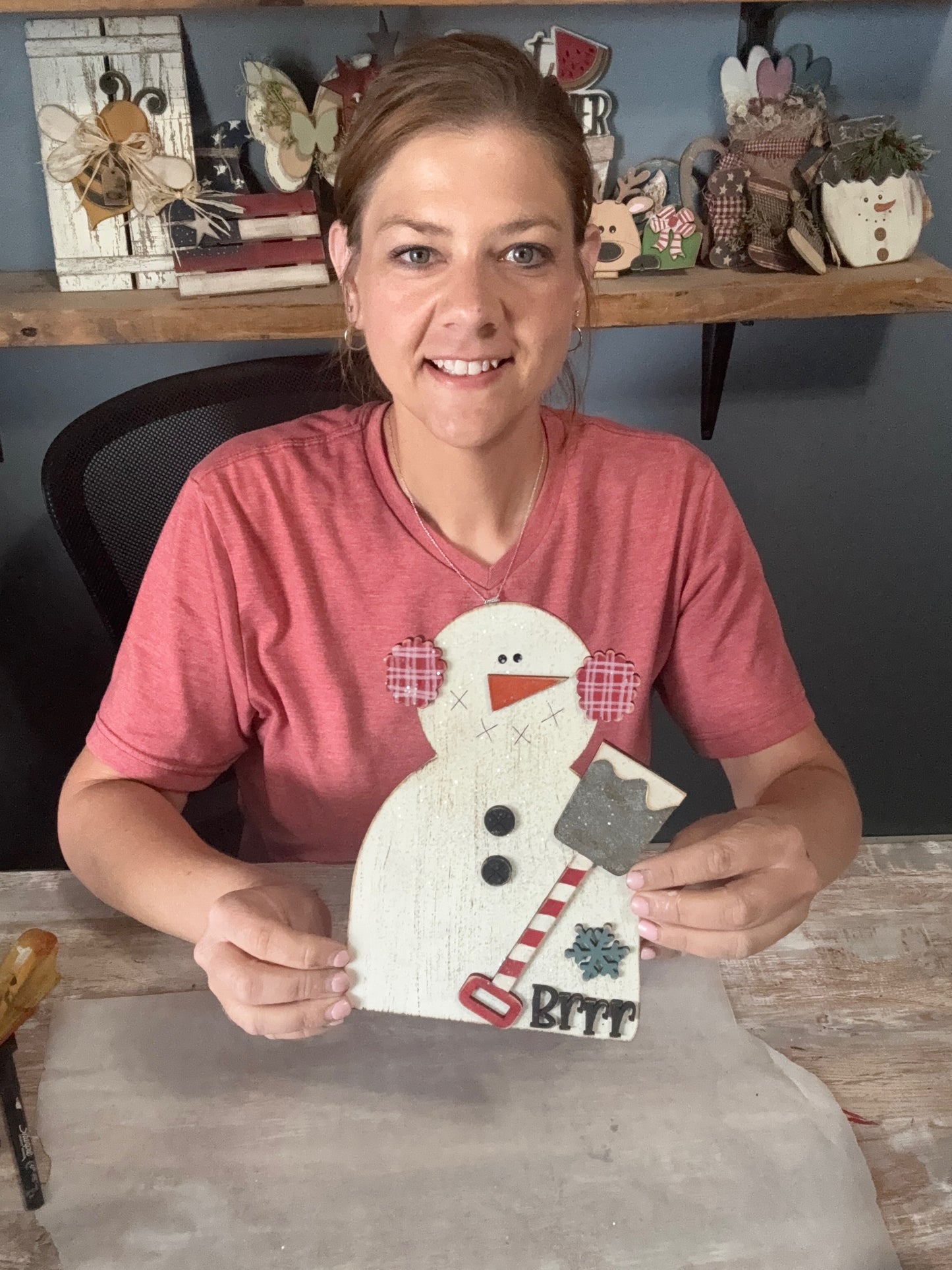 (Item#078) “Brrr” Snowman w/ Shovel Leaner - DIY Craft Kit
