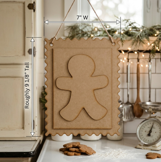Gingerbread Stamp Wall Hanger - DIY Craft Kit (*This kit is now cut on 1/8” MDF/Hardboard)