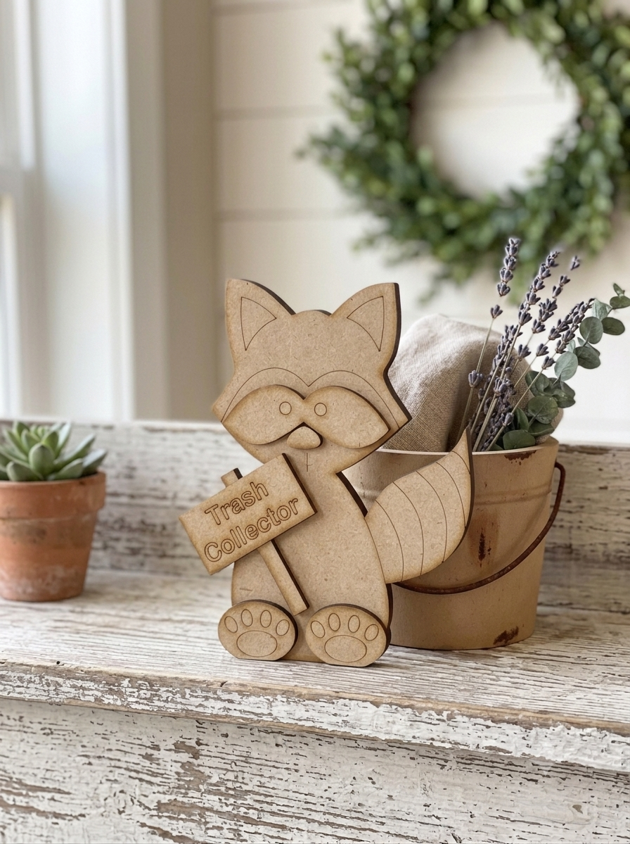 “Trash Collector” Little Raccoon Leaner - DIY Craft Kit (*Now cut on 1/8” MDF/Hardboard)