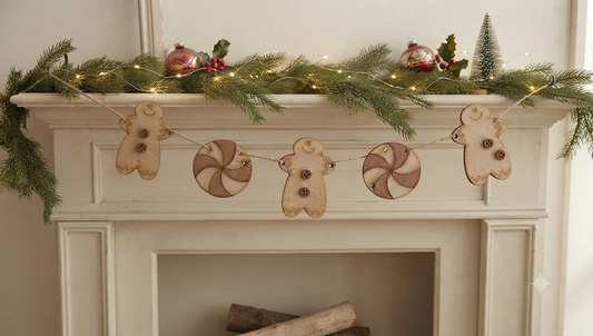 Peppermint & Gingerbread Man Garland - (DIY Craft Kit)