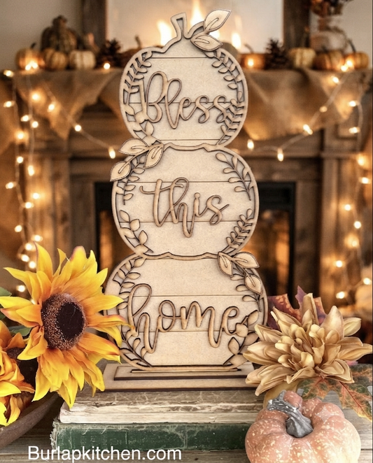 Stackable “Bless This Home”  Fall Pumpkins - DIY Craft Kit