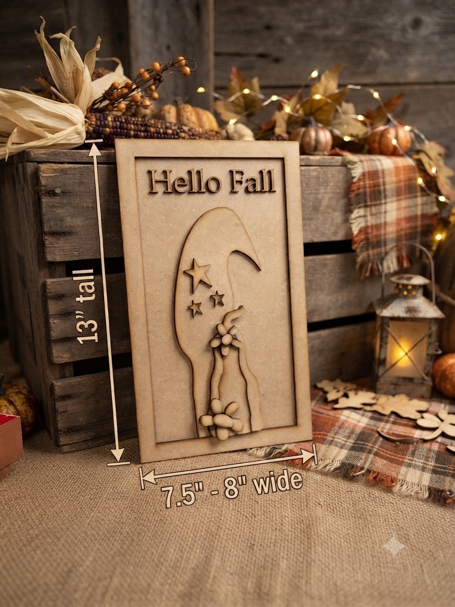 (Item#089) “Hello Fall” Primitive Crow in Frame Leaner - DIY Craft Kit