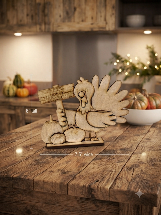 (Item#090) “Happy Thanksgiving” Sign Stand Alone Turkey - DIY Craft Kit