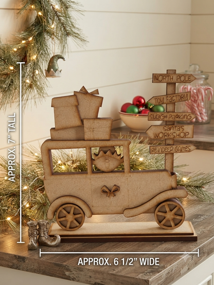 (Item#092) Elf in Vintage Car - DIY Craft Kit