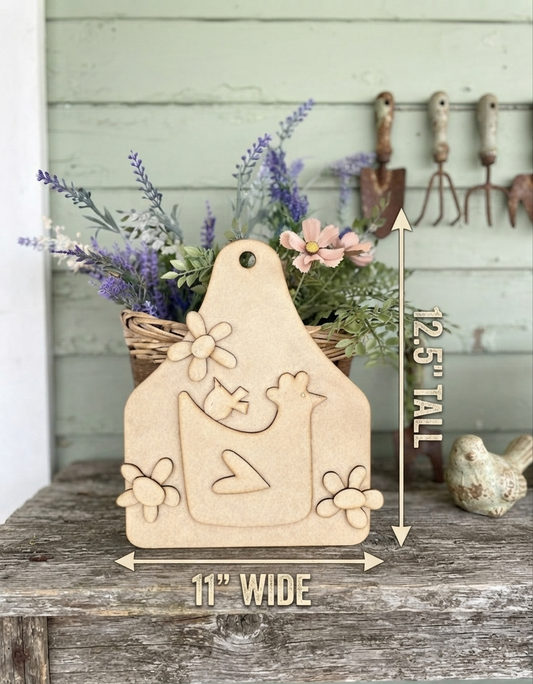 (Item#013) Chicken and Daises on Cutting Board - DIY Craft Kit
