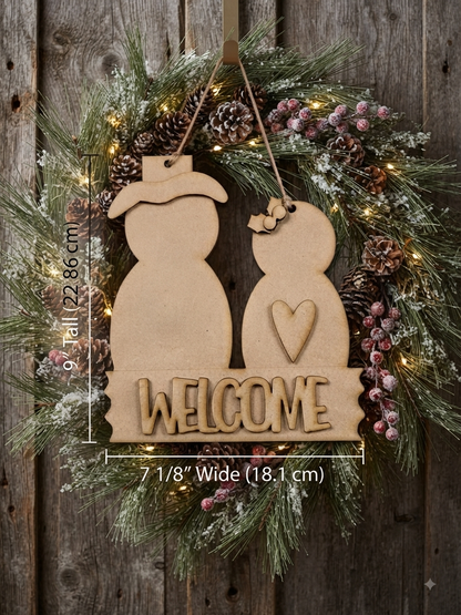 (Item#102) “Welcome” Snowman Couple Hanger - DIY Craft Kit