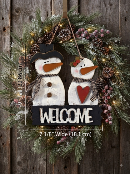 (Item#102) “Welcome” Snowman Couple Hanger - DIY Craft Kit