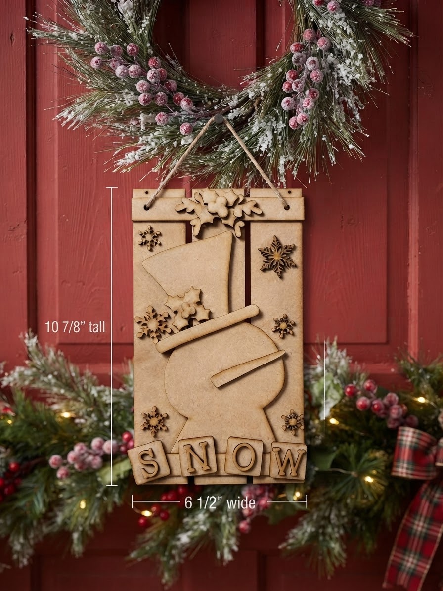 (Item#104) Snowman “SNOW” Pallet Board Hanger - DIY Craft Kit