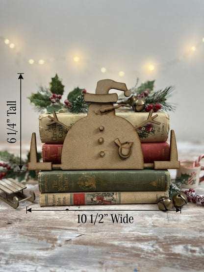(Item#110) Bundle - Wonky Snowman Leaner w/ Cardinal + Santa Hat Reindeer DIY Ornaments