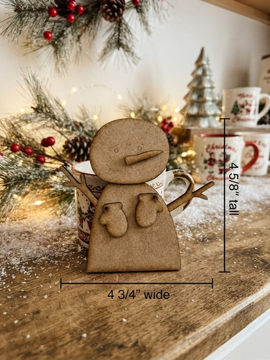 (Item#112) Tiny Layered Whimsical Snowman Leaner - DIY Craft Kit
