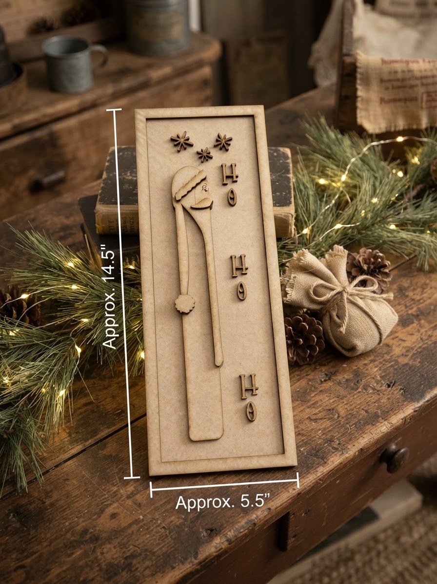 (Item#127) Primitive “Ho Ho Ho” Santa in Frame Leaner - DIY Craft Kit