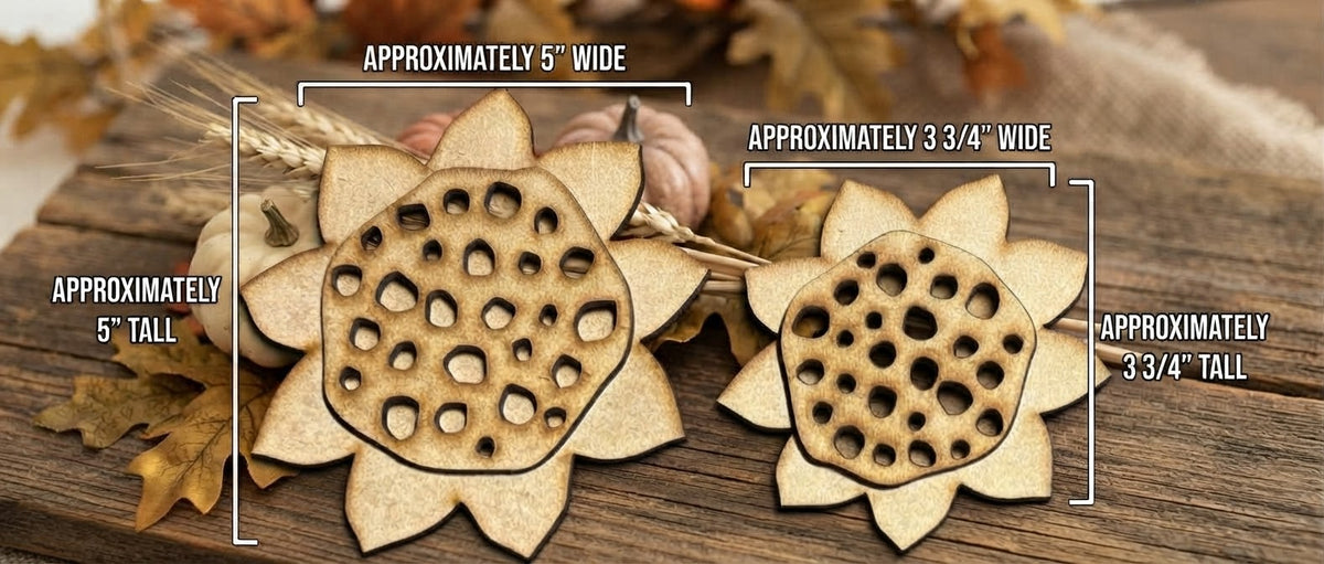DIY Sunflower Cutouts/Leaners - Set of 2 (*now laser-cut on 1/8” MDF)