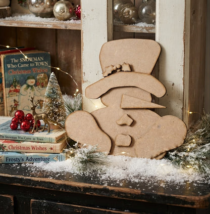 “Coal” Buttons DIY Snowman Leaner - DIY Craft Kit (*now laser-cut on 1/8” MDF/Hardboard)