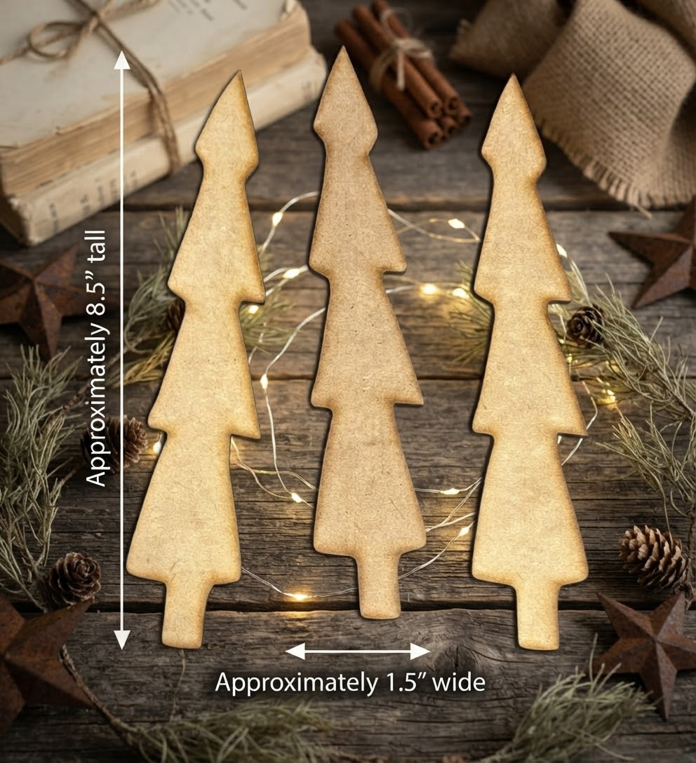 (Item#141) Primitive DIY Christmas Tree Cutouts, Set of 3