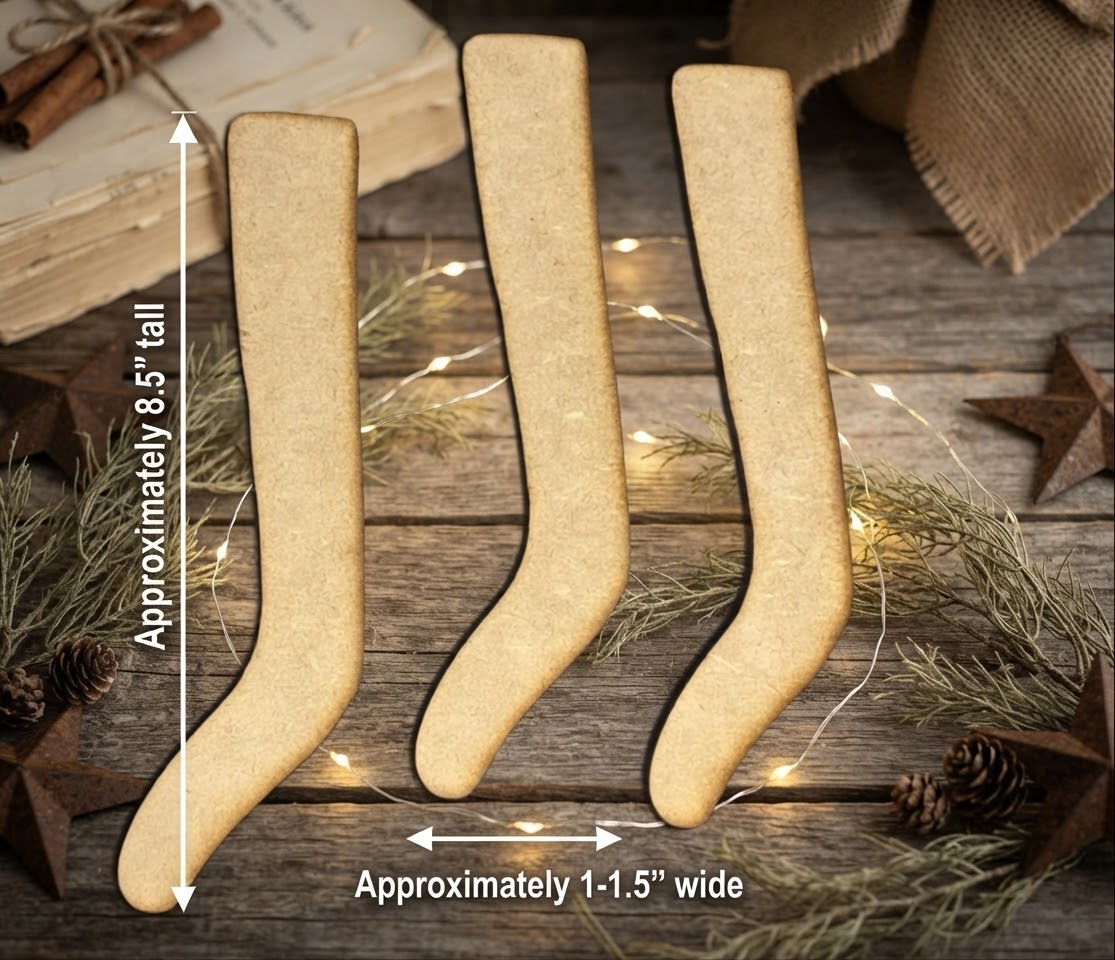 (Item#142) Primitive DIY Stocking Cutouts, Set of 3
