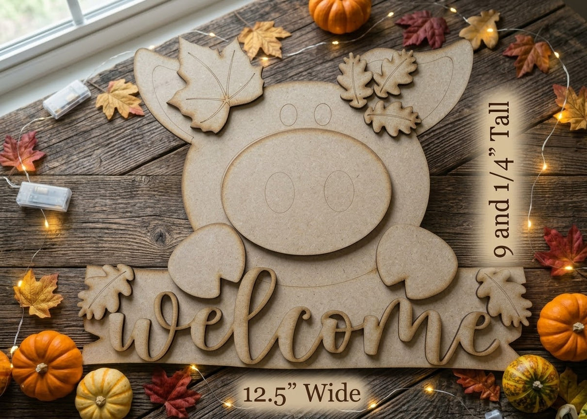 “Welcome” Fall Pig Leaner - DIY Craft Kit