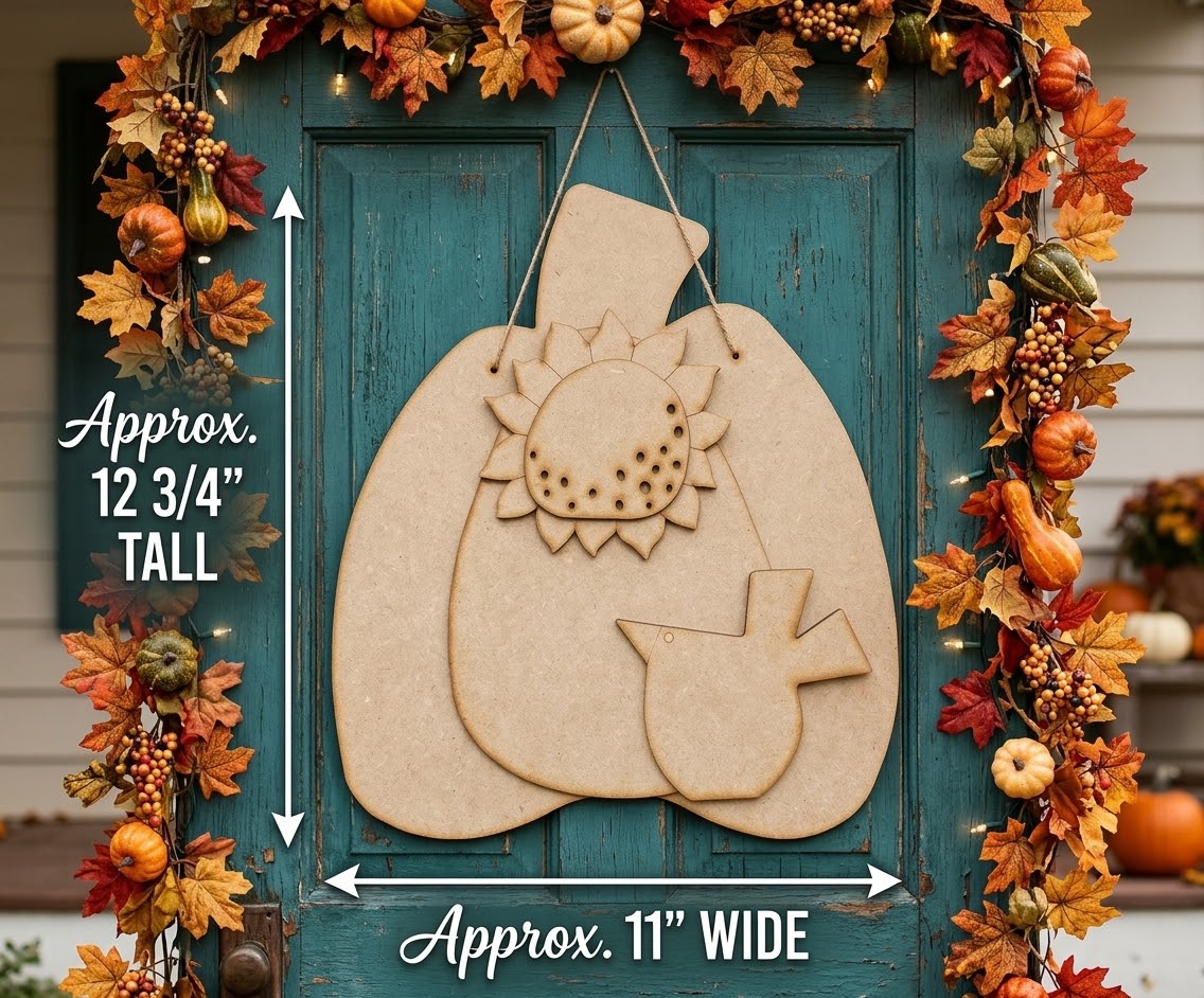 Farmhouse Pumpkin Hanger w/ Crow and Sunflower- DIY Craft Kit