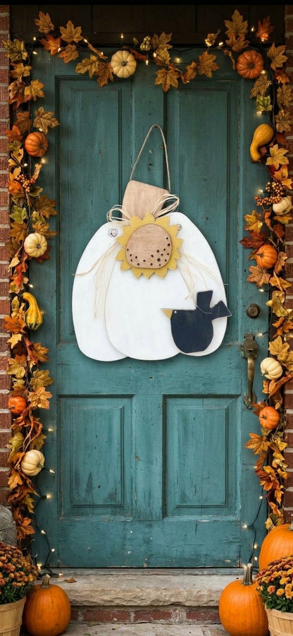 Farmhouse Pumpkin Hanger w/ Crow and Sunflower- DIY Craft Kit