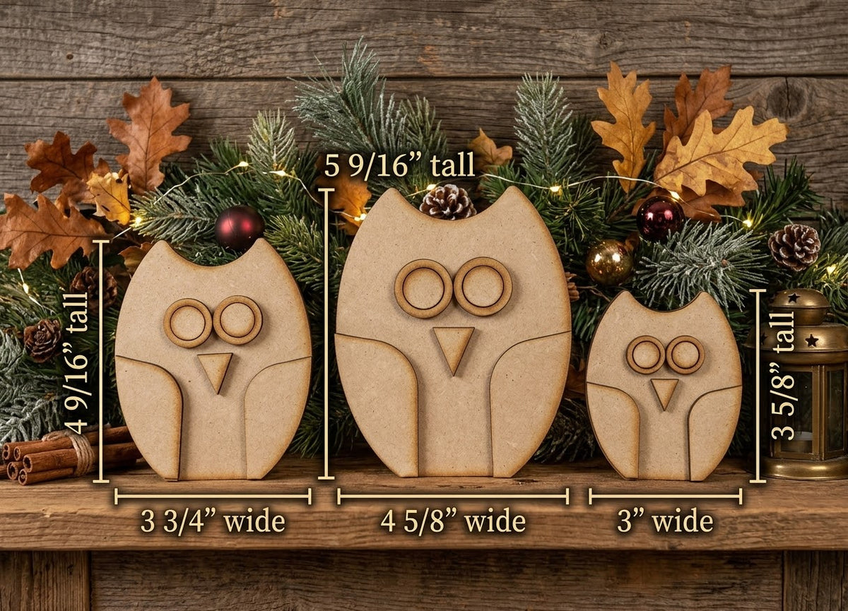 Owl Leaners/Cutouts, Set of 3 - DIY Craft Kit