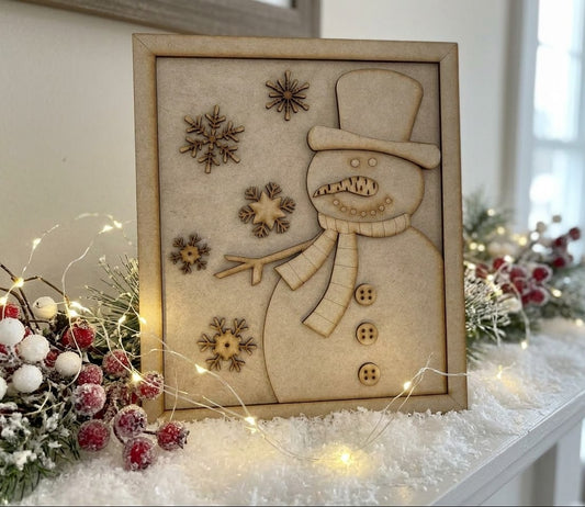 Snowy Snowman in Frame Leaner - DIY Craft Kit
