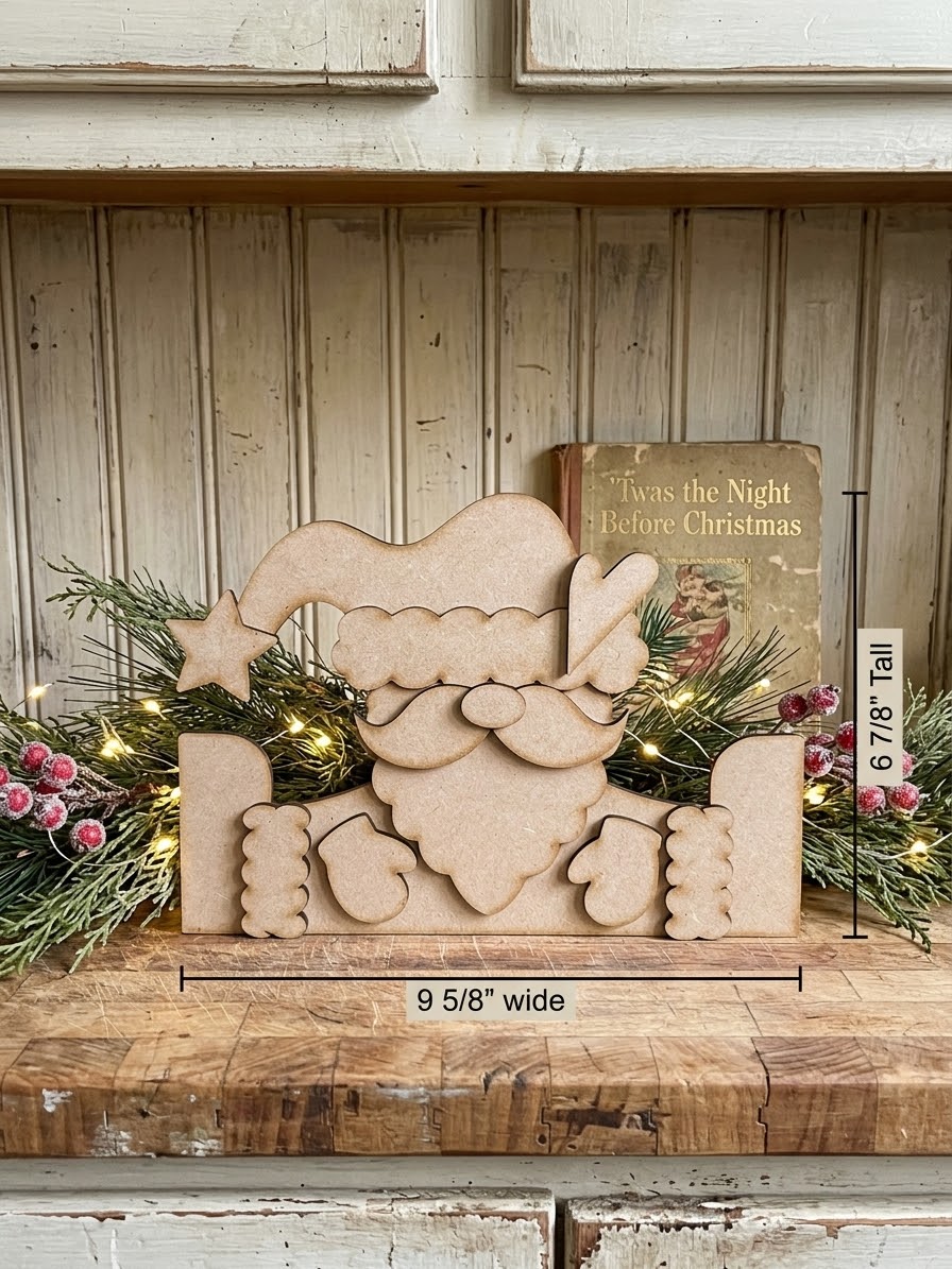 (Item#145) Ruffled Split Santa Leaner - DIY Craft Kit