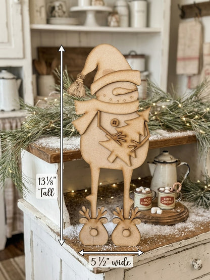 (Item#149) Sleepy Snowman Leaner w/ Backer Piece - DIY Craft Kit