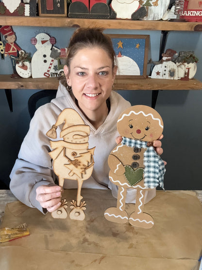 (Item#150) Bundle - Gingerbread Girl DIY Leaner + Sleepy Snowman DIY Leaner