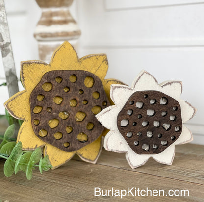Stand Alone DIY Sunflower Cutouts, Set of 2 - Maple Wood