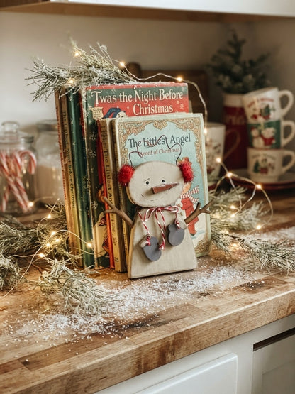 (Item#113) Bundle - Framed Reindeer w/ Star Accent Leaner + Tiny Whimsical Snowman Leaner - DIY Craft Kit