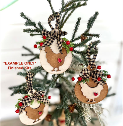 Round DIY Chicken Cutting Board Ornaments (Set of 3)