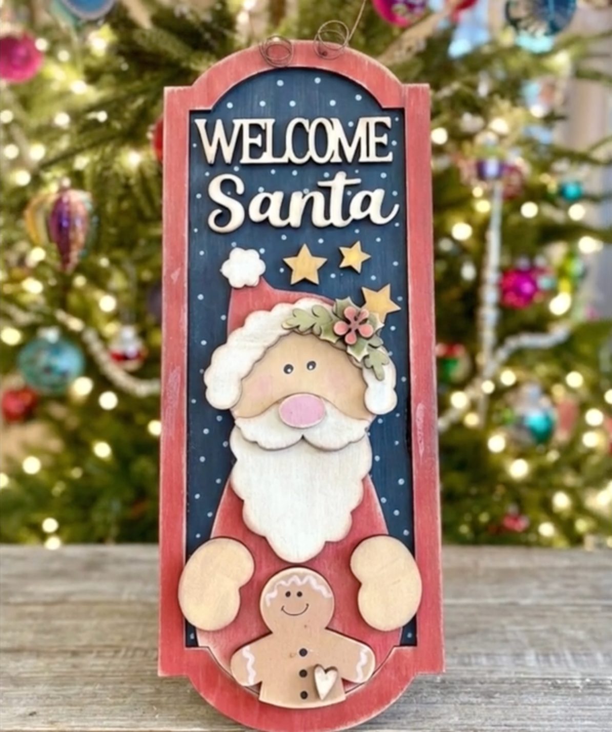 Framed “Welcome Santa” Skinny Hanger/Leaner - (DIY Craft Kit)