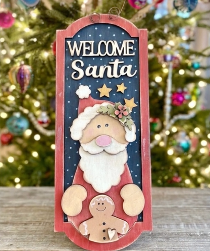 Framed “Welcome Santa” Skinny Hanger/Leaner - (DIY Craft Kit)