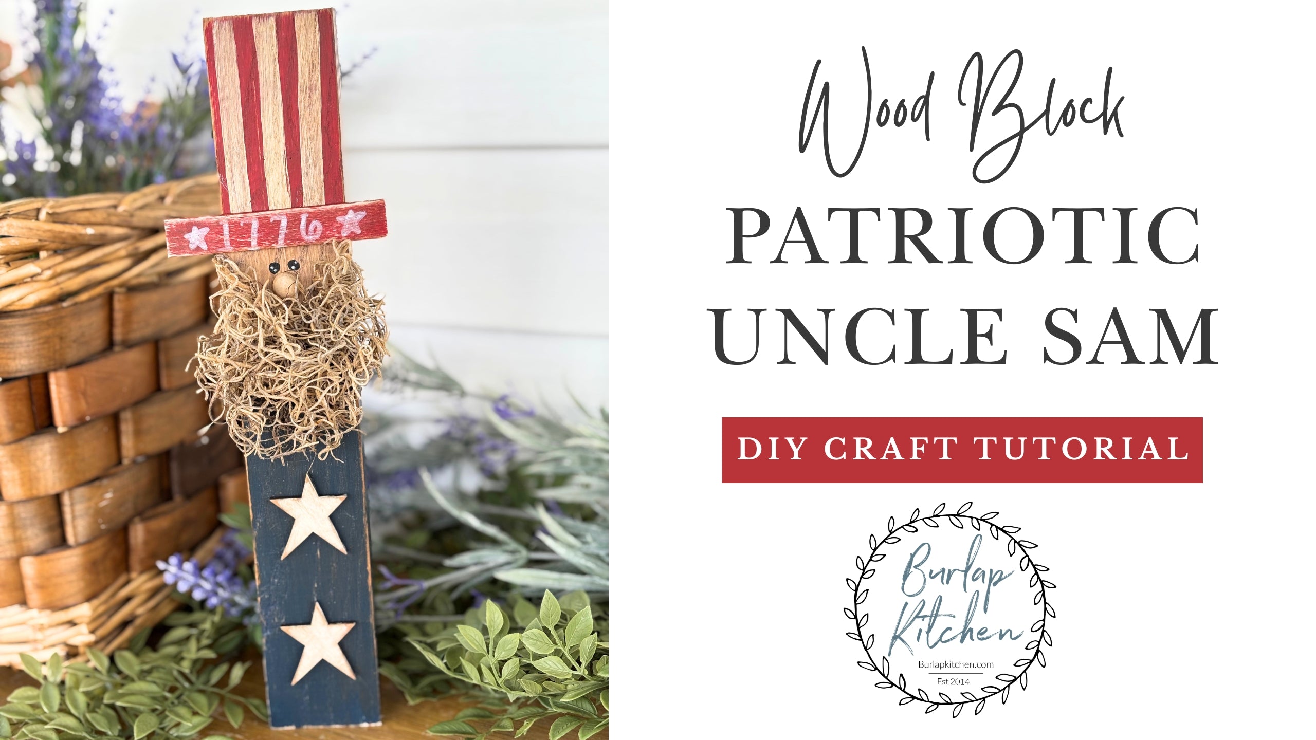 Load video: Wood Block Rustic and Patriotic Uncle Sam Home Decor Craft Tutorial Video