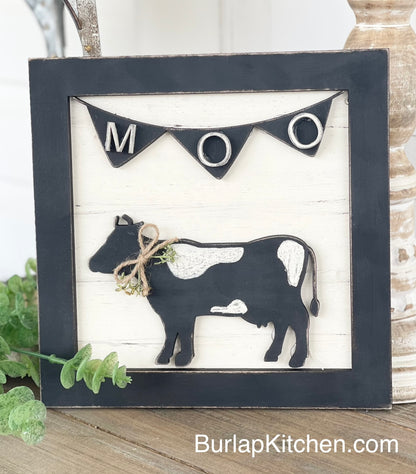 “Moo” Banner Cow Frame (Designed by Emily)- DIY Craft Kit