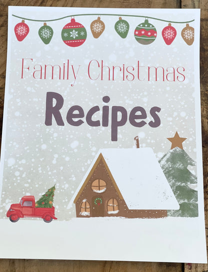 Family Christmas Recipe Book Keepsake Pages (This IS a Physical Product)