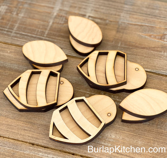 Mini stand alone bees - set of 3, Wood blanks